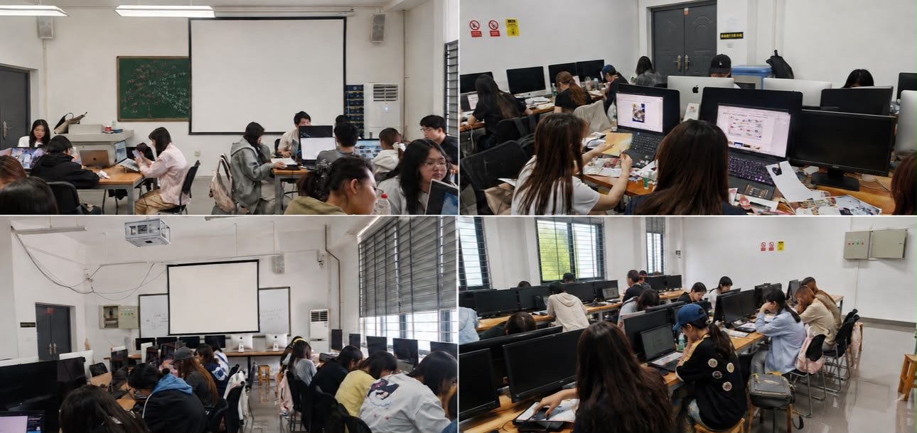 Students working in computer classrooms taught by visiting staff