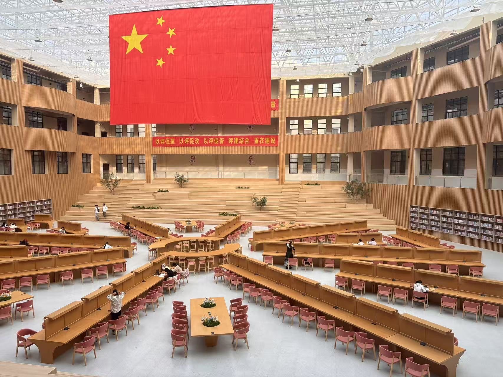 The atrium library of a Chinese partner university